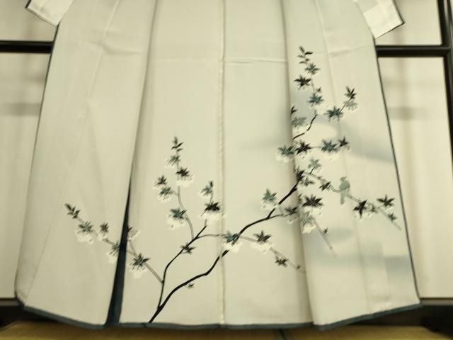 平和屋着物▽訪問着 無双 紗袷 紗×絽 枝花に休み鳥 正絹 逸品 未使用