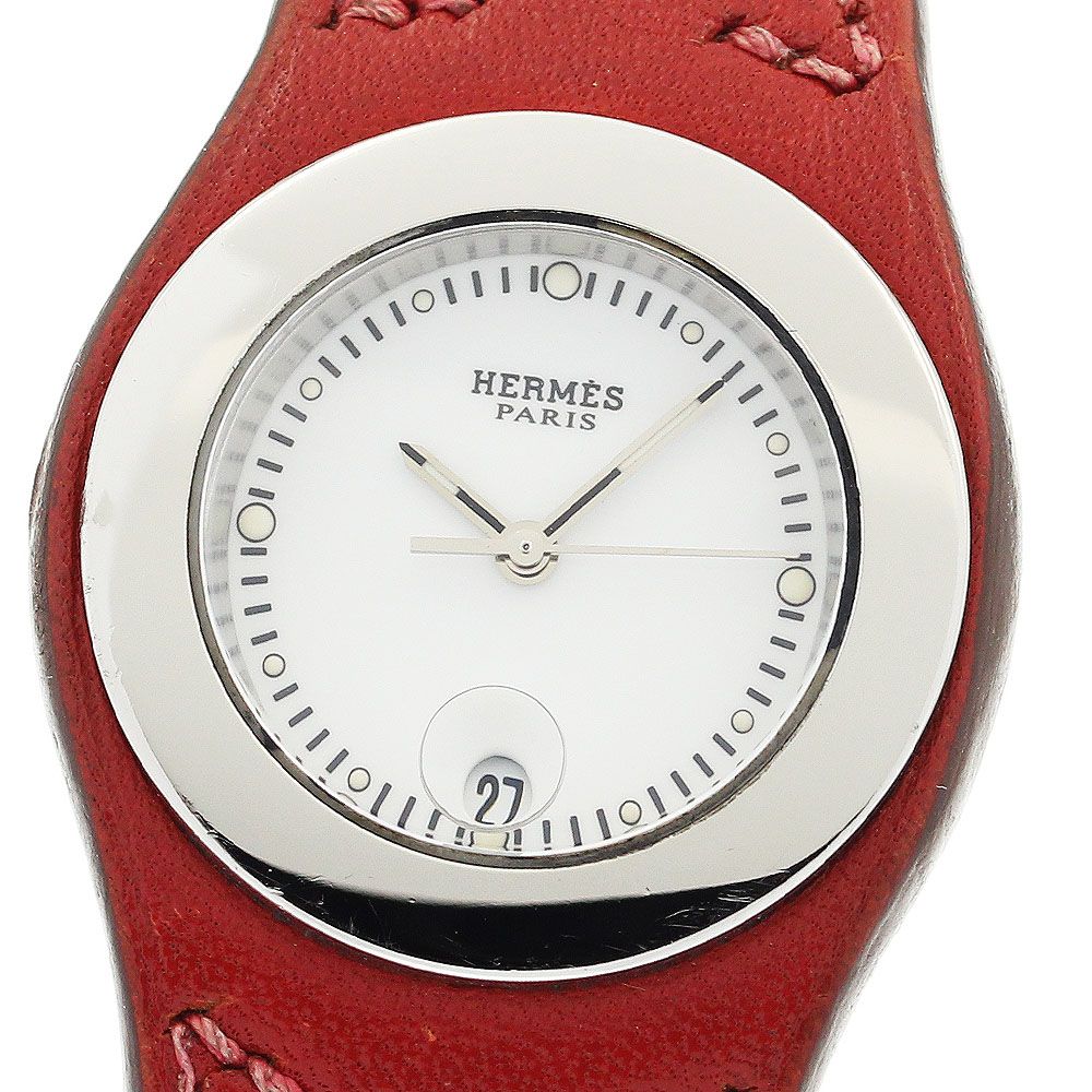 エルメス HERMES HA3.210 アーネ デイト クォーツ レディースベルト訳あり_909569