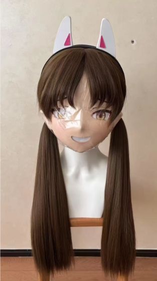全頭マスク カツラ付き ロック付き NO.241 フルマスク ドール ヘッドロリータ人形 コスプレ 変身 仮装 着ぐるみ 二次元美少女
