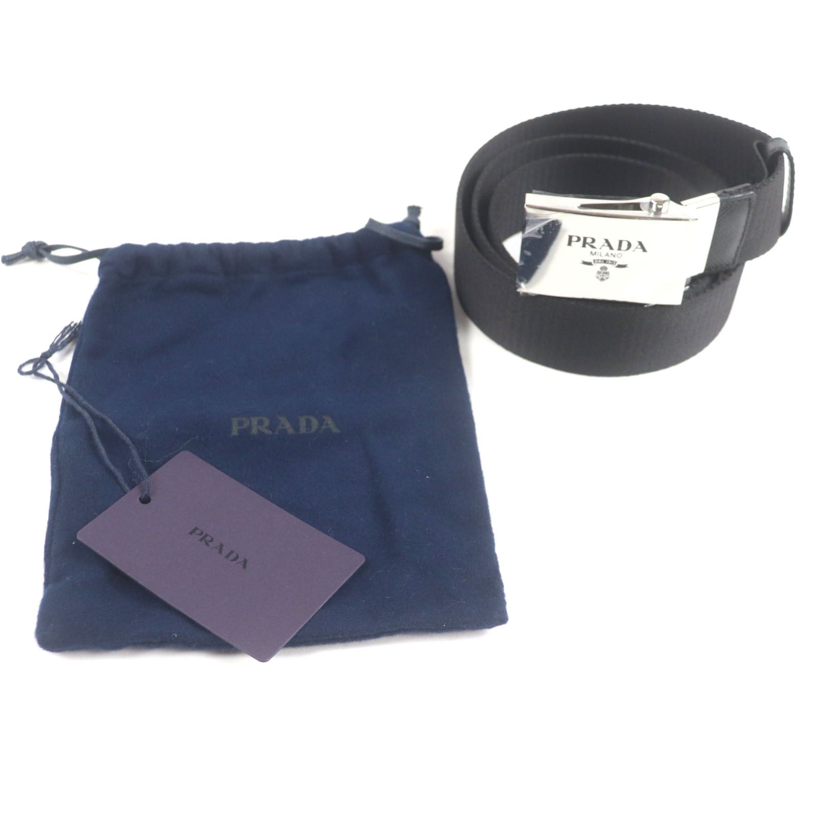 未使用品▽PRADA プラダ ナイロン サフィアーノレザー使い ロゴ