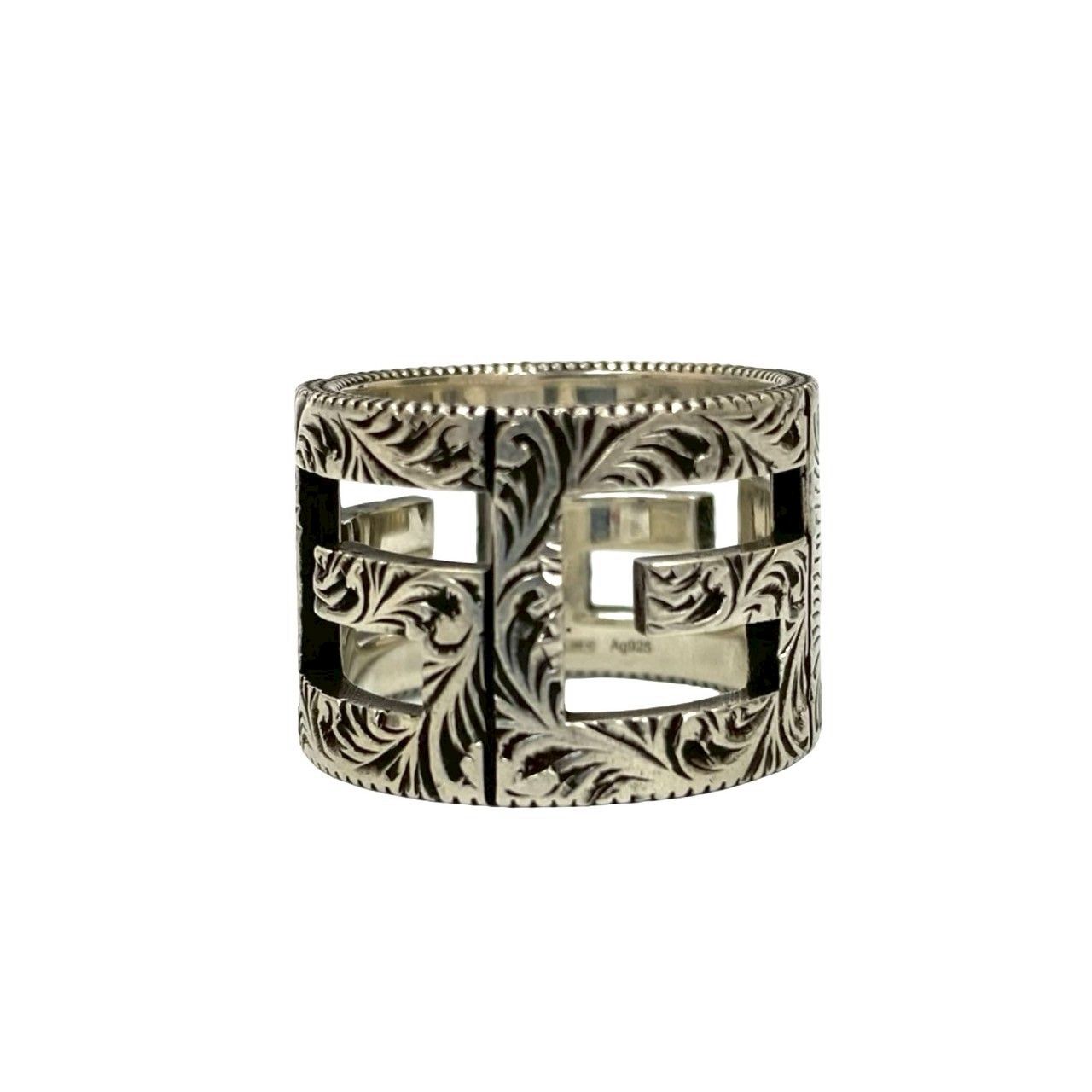 極 美品 箱 袋付 GUCCI グッチ スクエア G シルバー925 リング