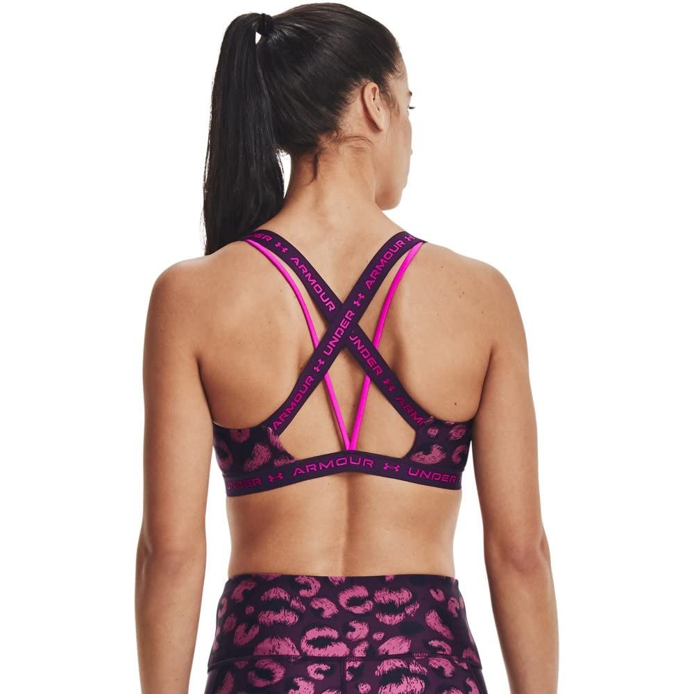 アンダーアーマー スポーツブラ UA Crossback Low Print レディース 501 日本 SM 日本サイズS相当 Polaris Purple Meteor Pink S