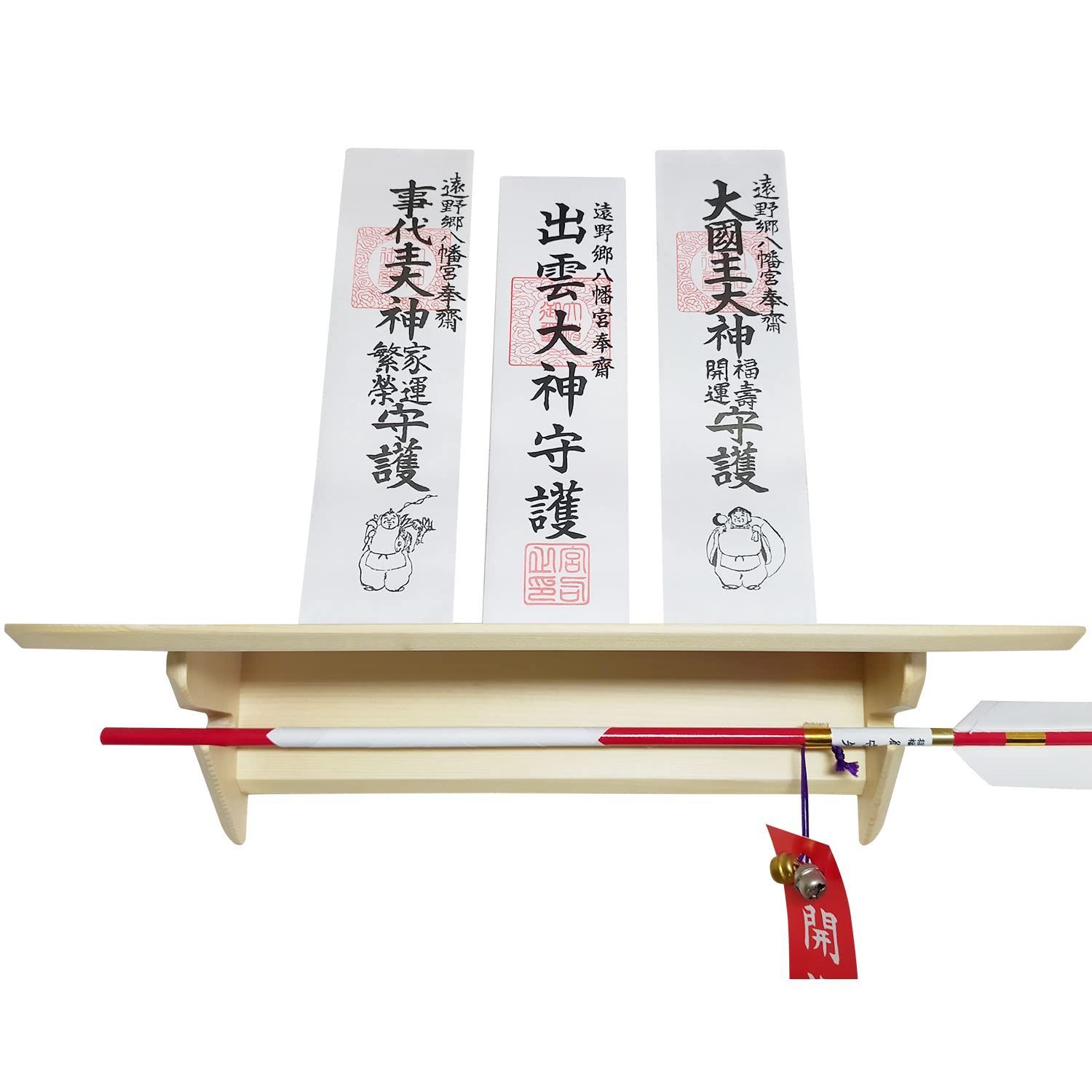 大 神棚 御札立て モダン 天然白松 壁を傷つけない 46×14×14㎝ YODAKACROSS