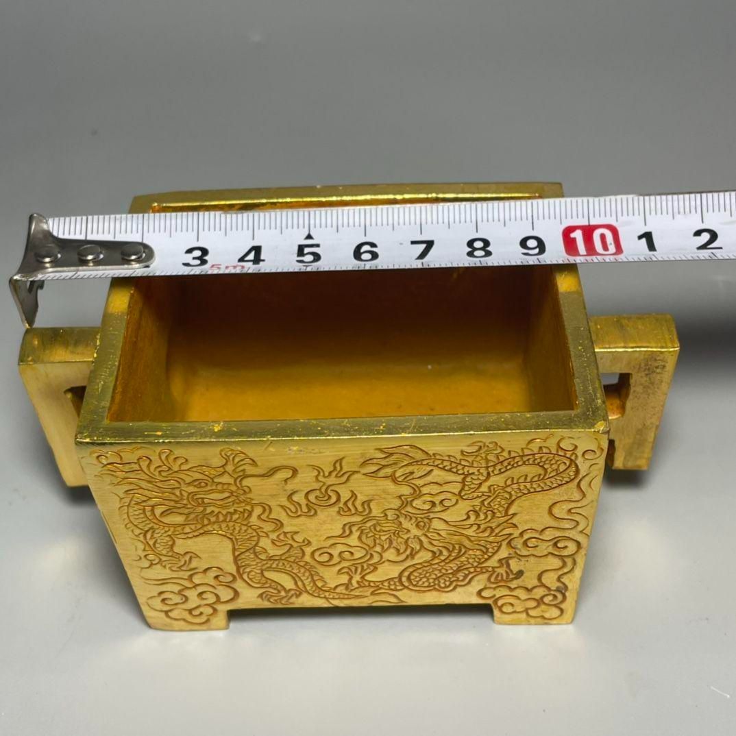 銅制 竜紋透かし彫り蓋宣徳方炉 室内香炉 香道具 茶道具 装飾品 工芸品 置物 銅制 竜紋透かし彫り蓋宣徳方炉 室内香炉 香道具 茶道具