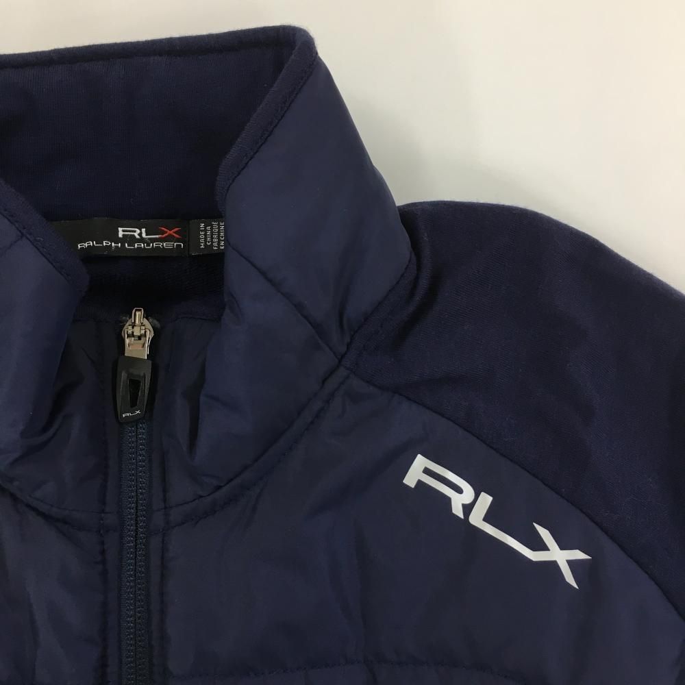【中古】RLX 中綿ゴルフジャケット 美品】RLXラルフローレン 異素材中綿ジャケット ネイビー 前身頃中綿