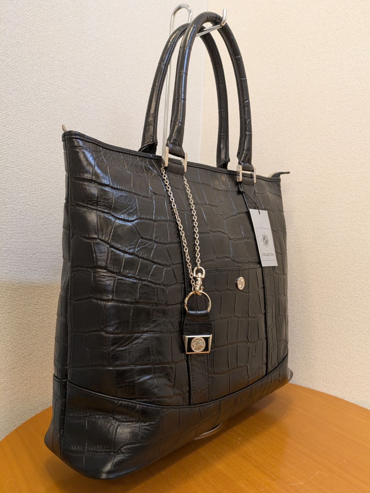 BBCO（ビビコ）レザートートバッグ（クロコ型押し） 大 ブラック 新品 