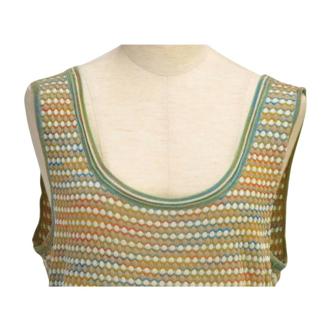エム ミッソーニ M MISSONI ノースリーブ 総柄 46サイズ ベージュ