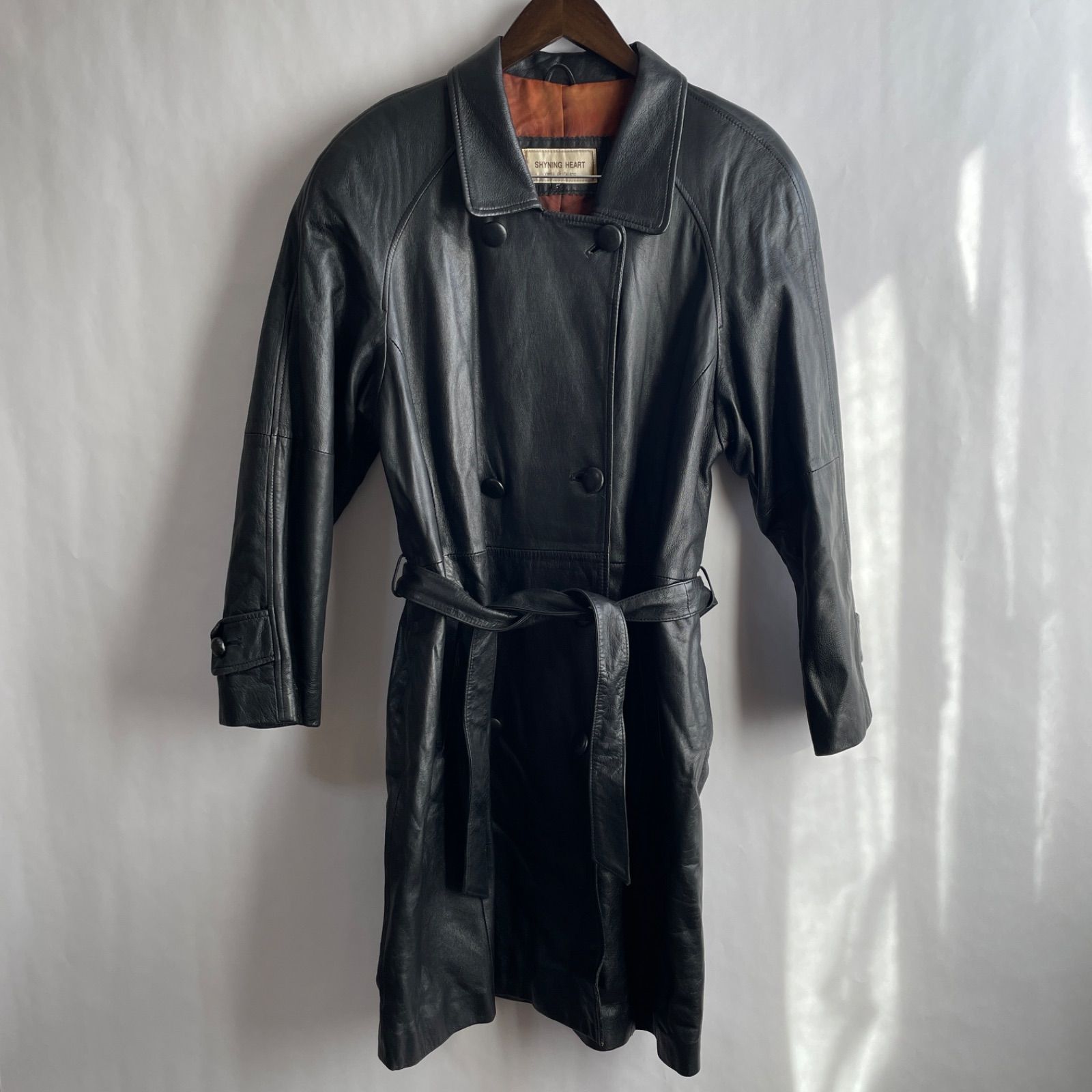 美品】SHYNING HEART メンズ 羊革 トレンチ レザーコート フリーサイズ 