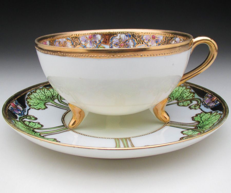 オールドノリタケ 金彩ジュール花文 カップ＆ソーサー (b