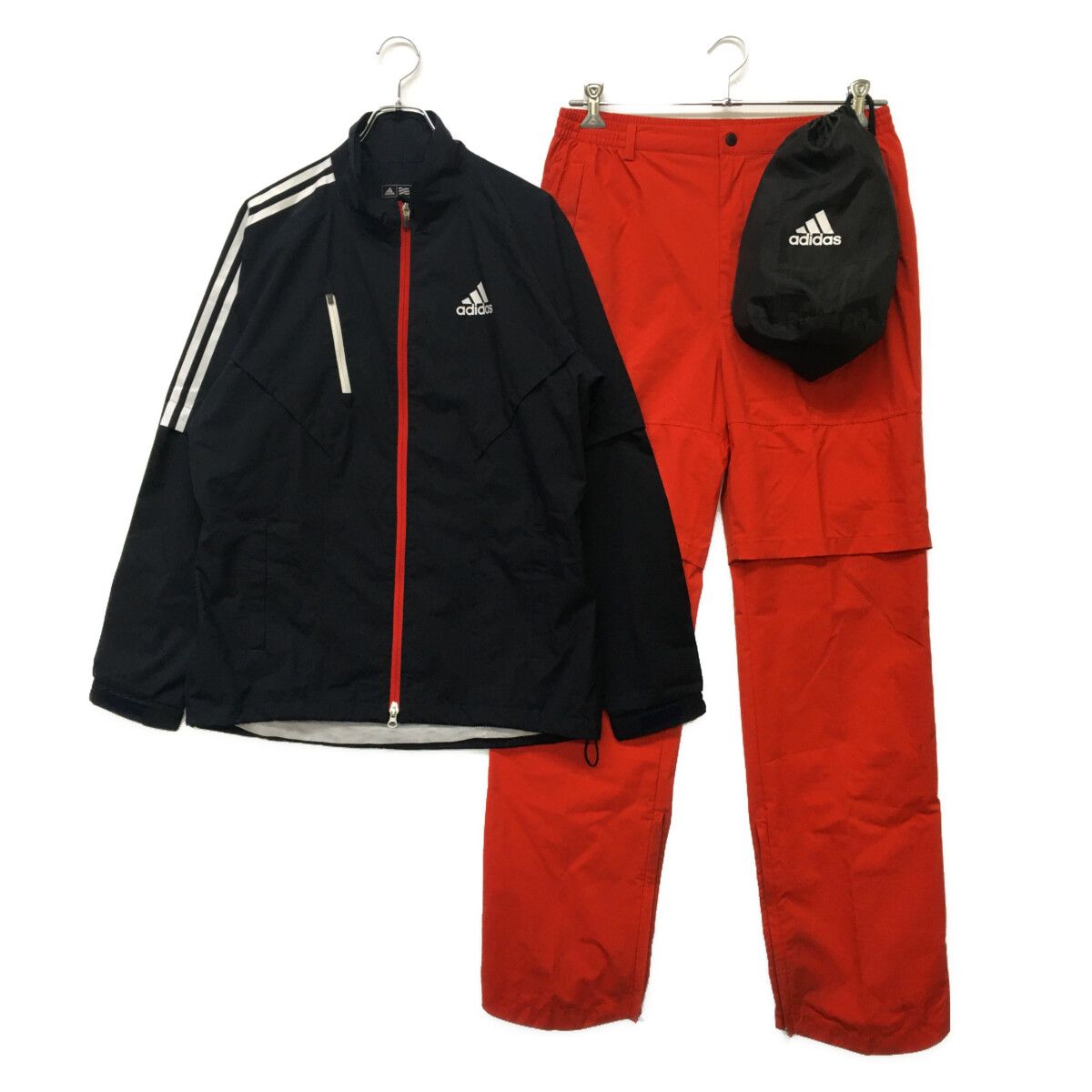 中古 メンズ アディダス adidas レインウエア O(LL) 紺 赤 2WAY