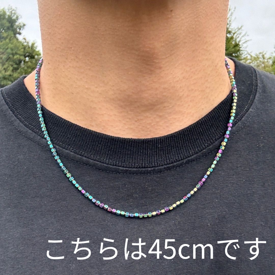 新商品】50cm ヘマタイトネックレス レインボーヘマタイト使用