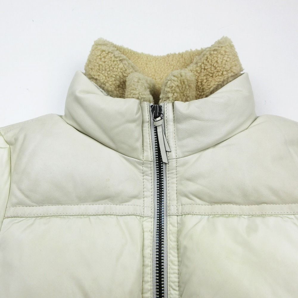 【極美品】COACH コーチ　ダウンジャケット　レザー　ボア　ナイロン　ホワイト COACH コーチ ダウンジャケット ブルゾン レザー切替 ボア アウター
