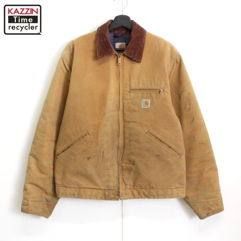 90s-00s Carhartt デトロイトジャケット ブランケット地 usa製 00s USA製 Carhartt 裏地ブランケット デトロイト ダック ジャケット