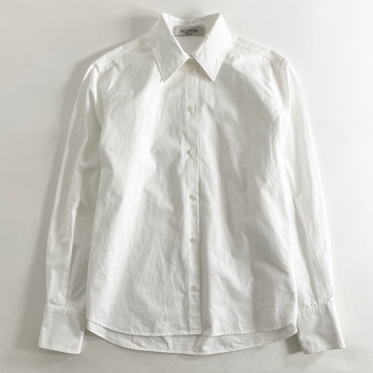 VALENTINO - 44i6 イタリア製 VALENTINO ヴァレンティノ V SHIRT Vロゴ 長袖シャツ ブラウス VB3AB1Z05DN  サイズ40 ホワイト コットン レディース 44i6 イタリア製 VALENTINO ヴァレンティノ V SHIRT Vロゴ 長袖