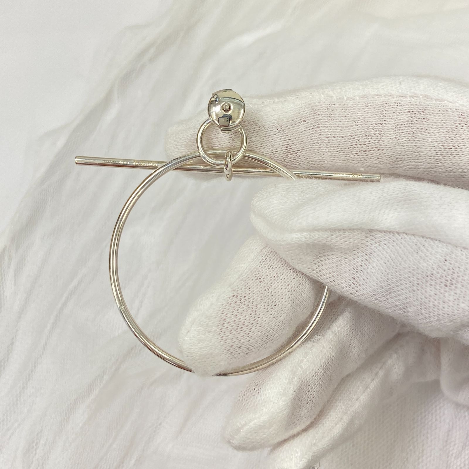 鑑定済み【 美品 】 エルメス 《 ループ 》 MM シルバー925 ピアス 