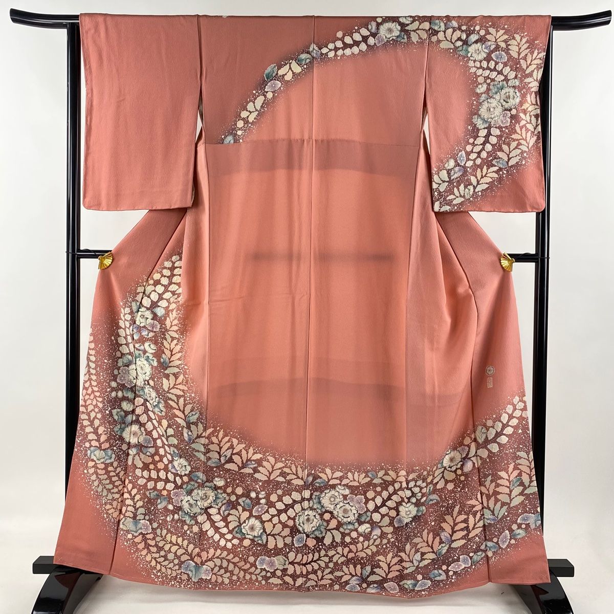 訪問着 身丈163cm 裄丈64cm M 袷 翠山工房 落款 辻ヶ花 ピンク 正絹 名品