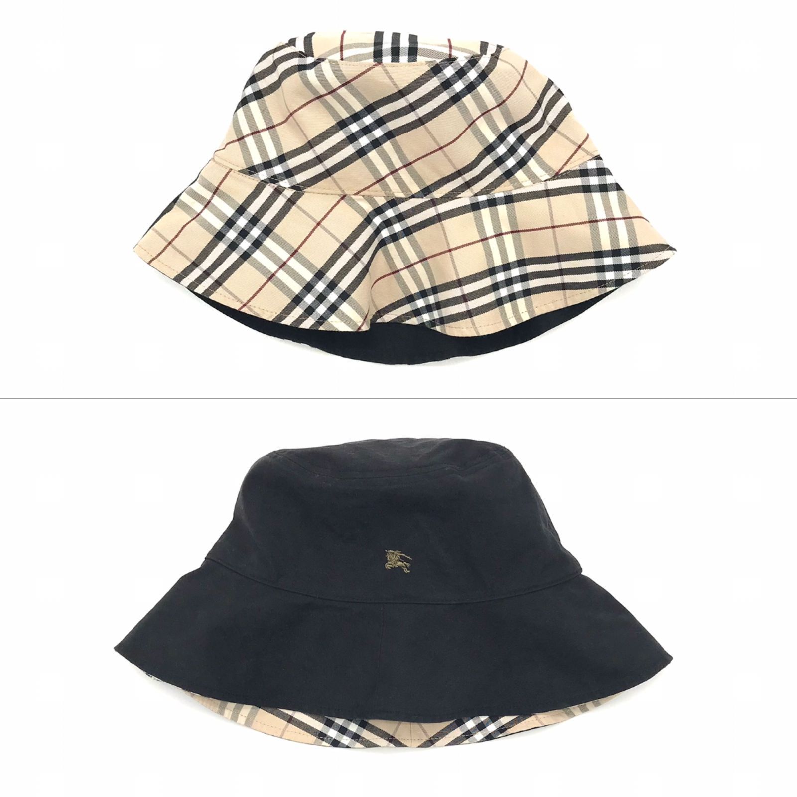 ▽BURBERRY/バーバリー リバーシブル ノバチェック ブラック バケット 