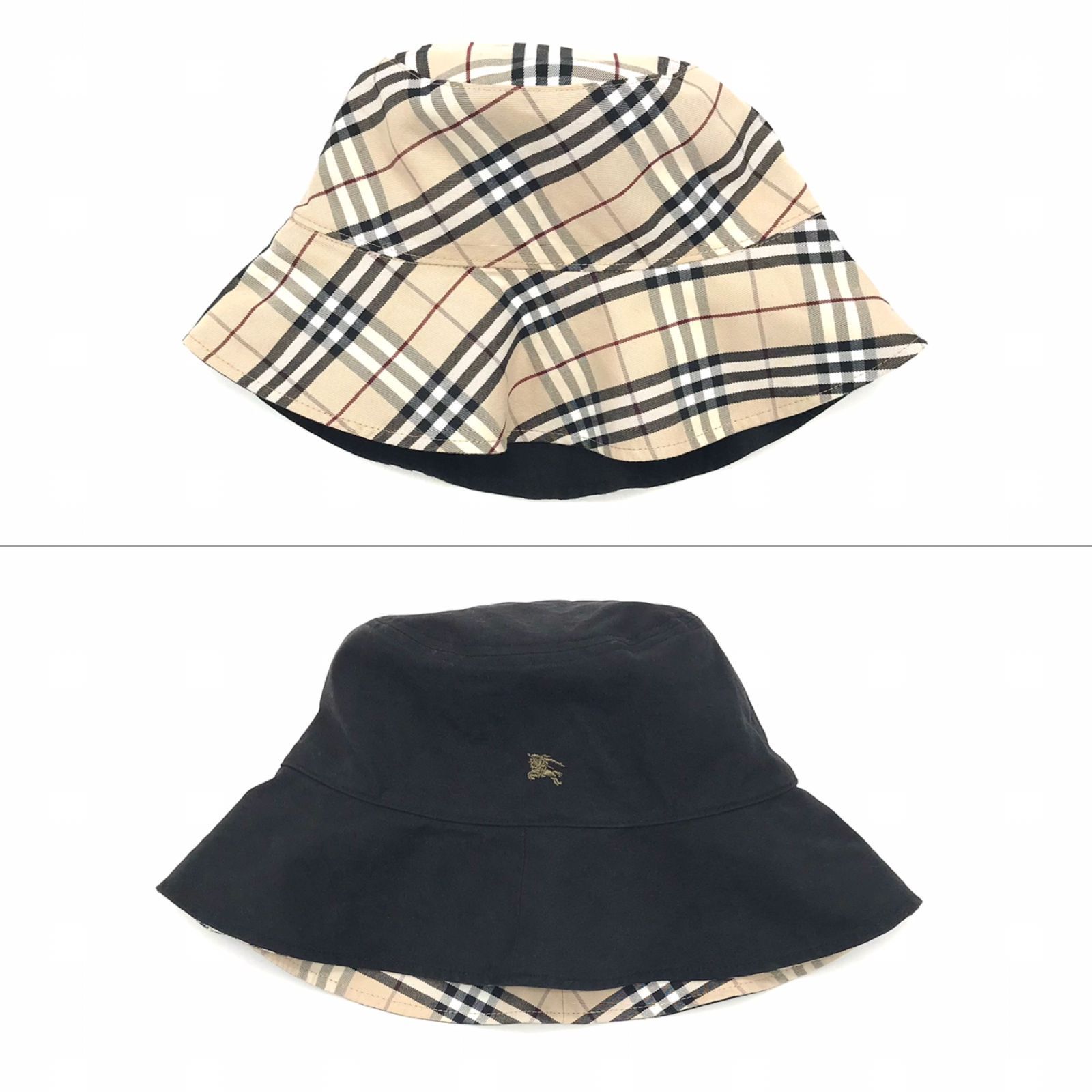 ▽BURBERRY/バーバリー リバーシブル ノバチェック ブラック バケット