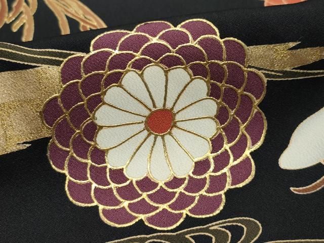 平和屋着物▽色留訪問着 単衣 駒刺繍 流水草花文 金彩
