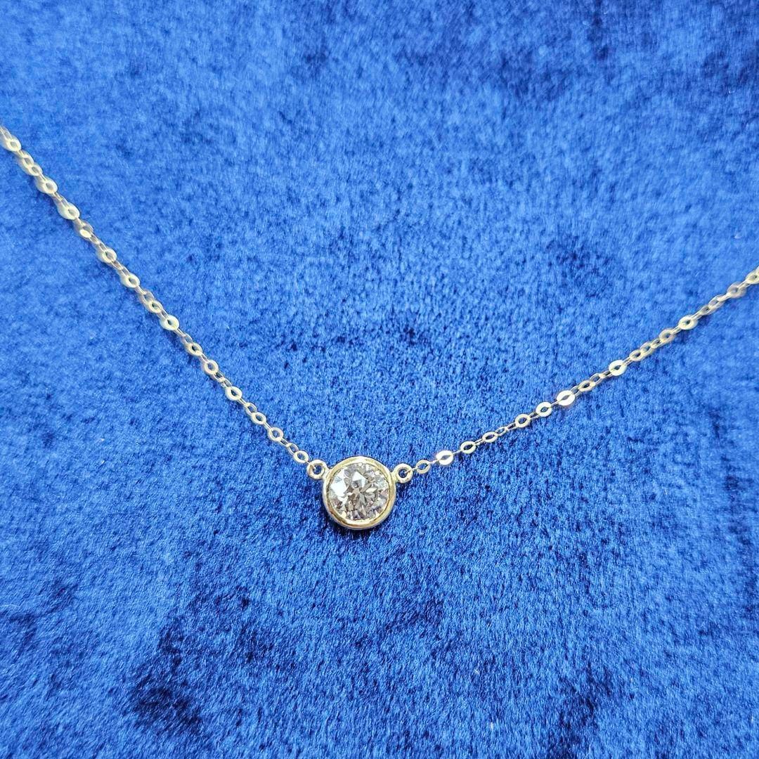 大人気！0.5ctUP ダイヤ バイザヤードセッティング K18YG ネックレス  