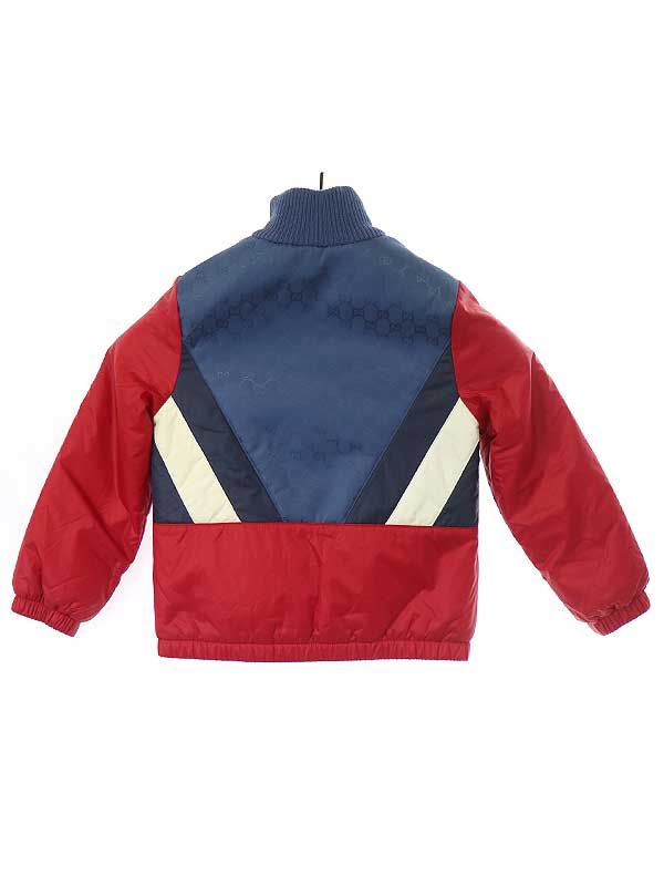 GUCCI KIDS グッチ キッズ GGパテッド ナイロンブルゾン レッド×ブルー 