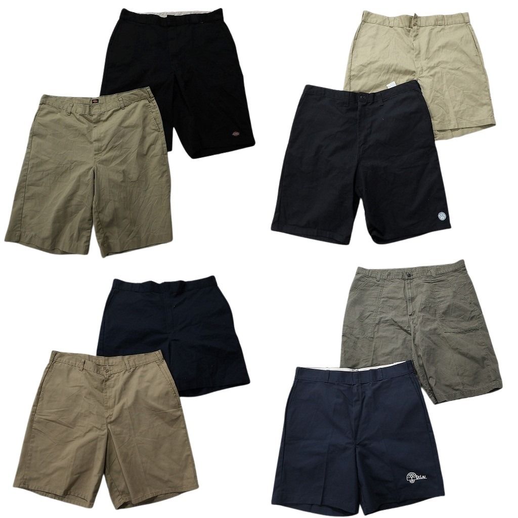 古着卸 ディッキーズ Dickies ワークショートパンツ 8枚セット メンズ 40 ワンポイント ベージュ ブラック 古着 NA4779