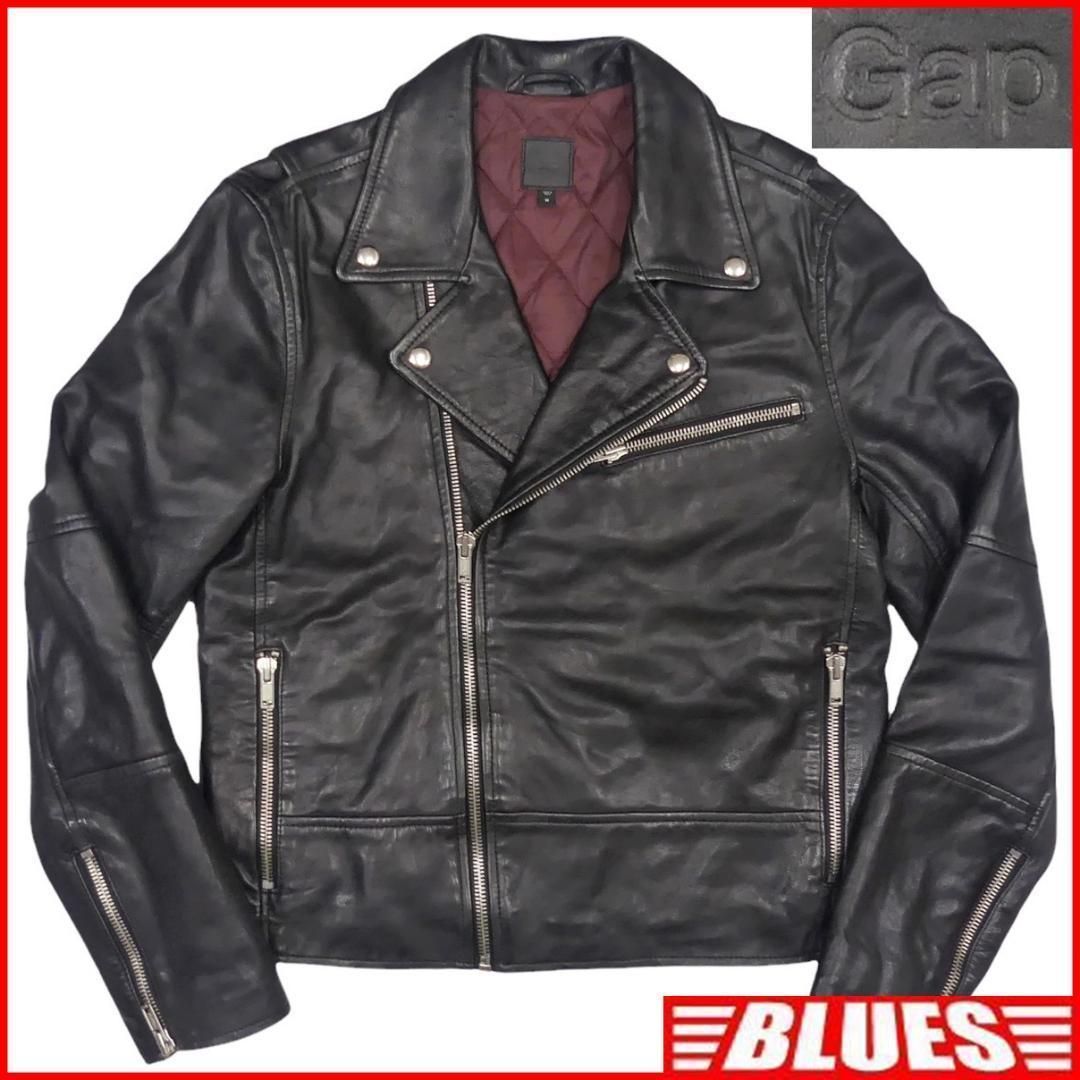 y*a様 ブラック レザー ライダースジャケット レザーライダースジャケット 本革 ダブル ギャップ メンズ M 黒 TY1486