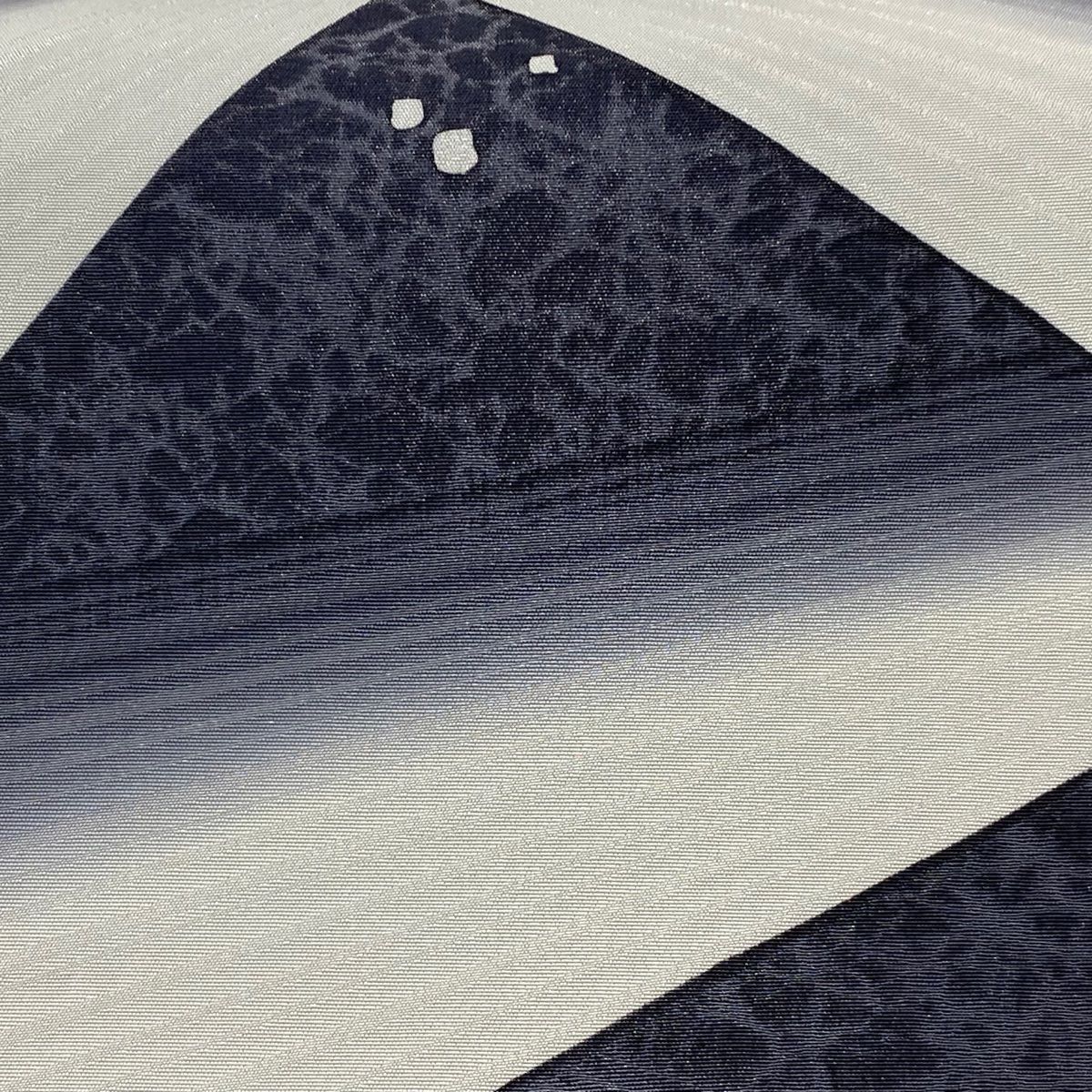 付け帯 秀品 作り帯 幾何学 銀糸 金彩 灰白 正絹