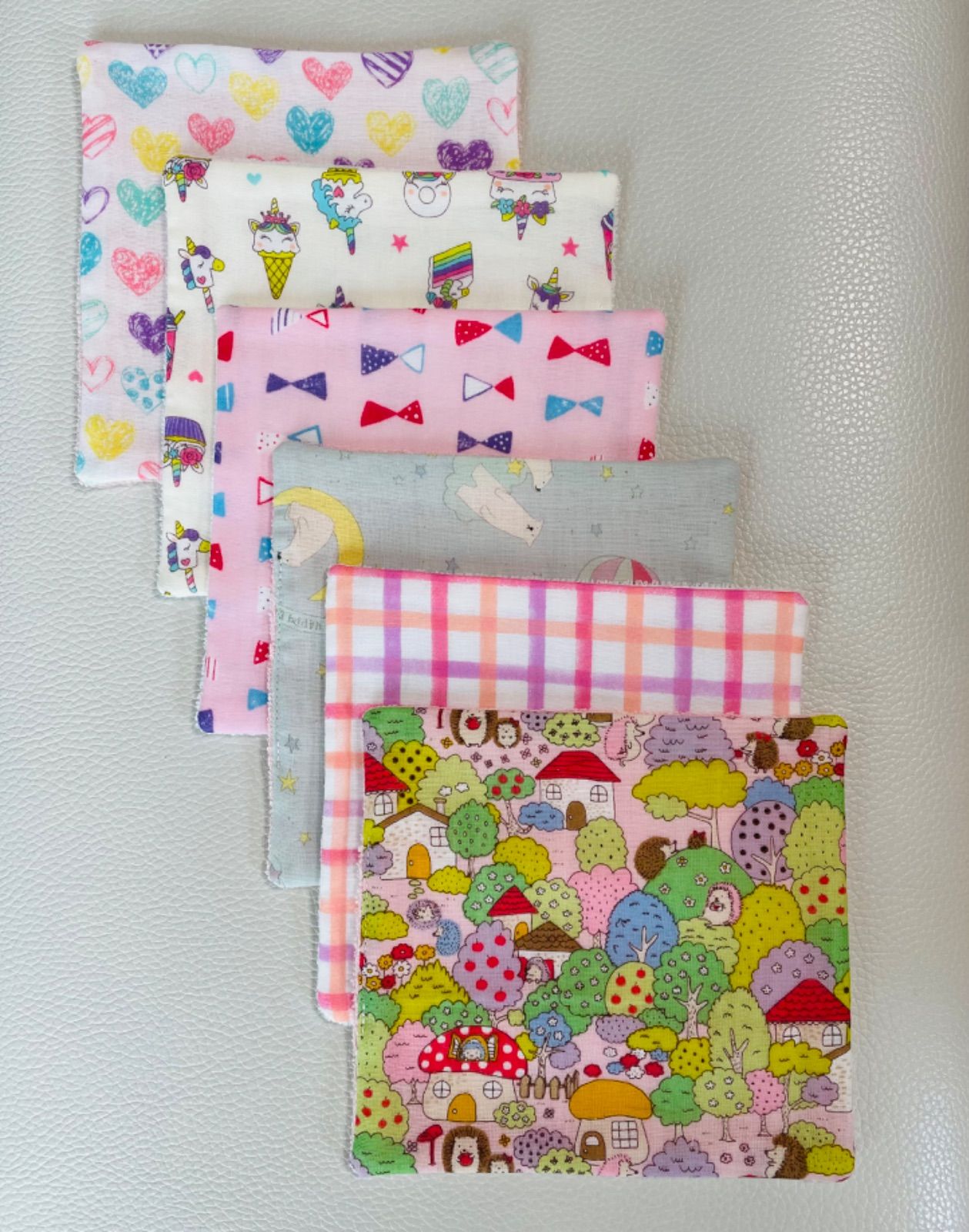 *やわらかガーゼハンカチ*5枚セット*ハンドメイド Flower*14*やわらかガーゼハンカチ*5枚セット*ハンドメイド