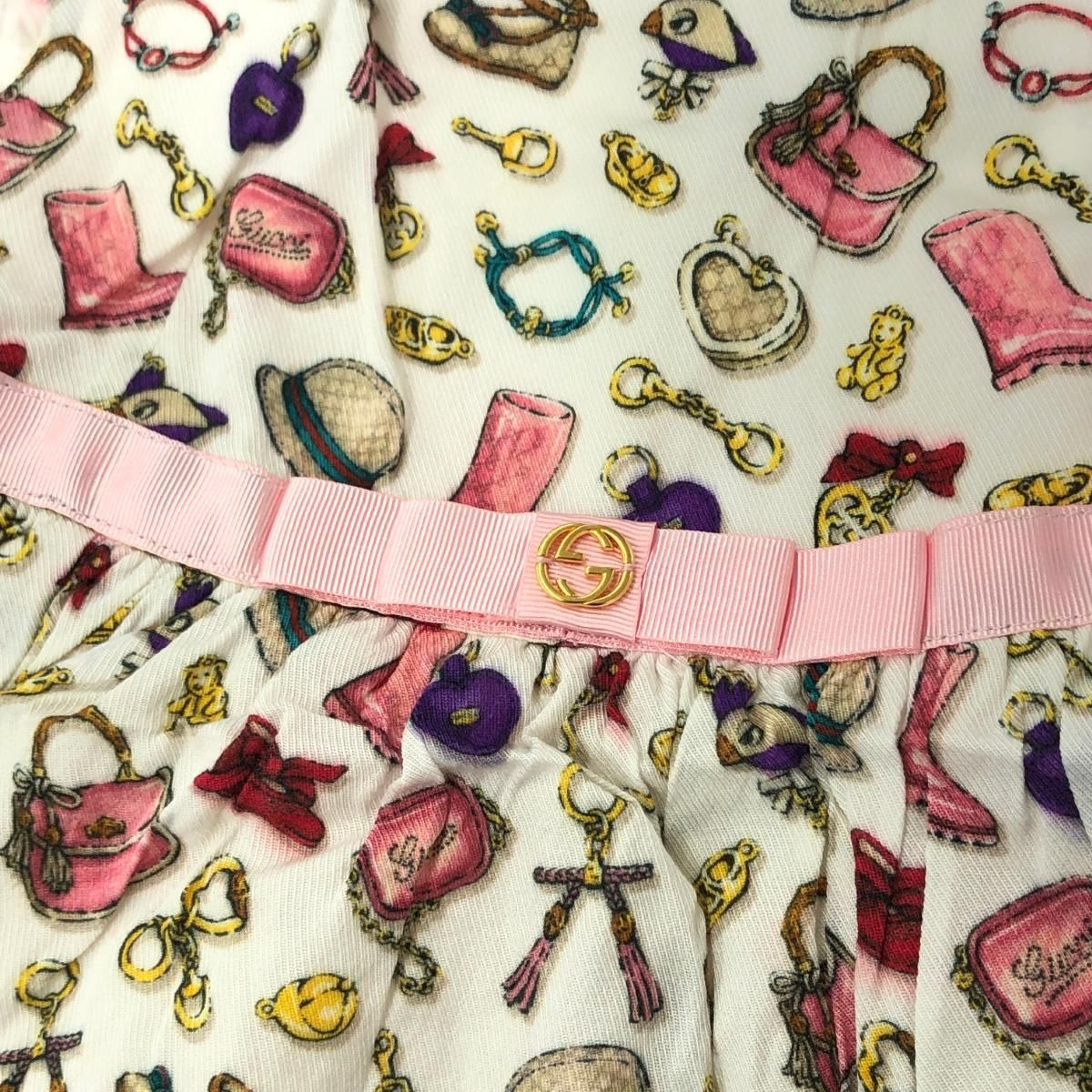 GUCCI グッチ 総柄 アクセサリー柄 半袖 ワンピース サイズ:12/18m 