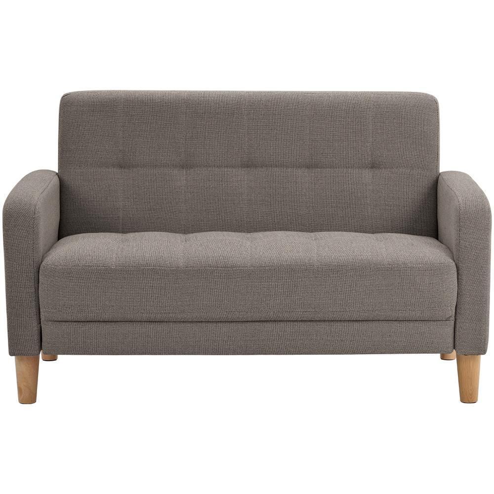 ソファー2人掛け肘付き天然木脚幅約110cm簡単組み立て2WAY【ライトグレー】 ソファー2人掛け肘付き天然木脚幅約110cm簡単組み立て2WAY【ライト