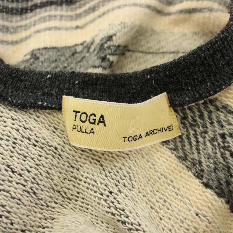 トーガ プルラ TOGA PULLA カットソー ニット 半袖 ウール 総柄 2 黒 グレー TP12-JL220 /TK レディース トーガ プルラ TOGA PULLA カットソー ニット 半袖 ウール 総柄