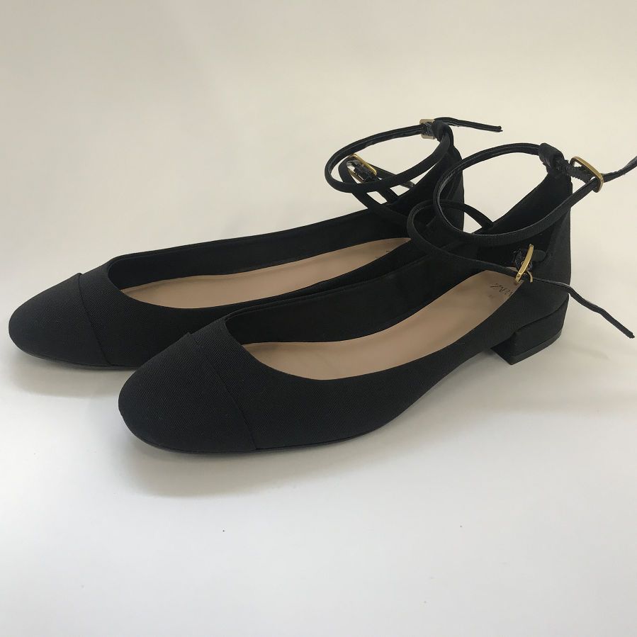 美品 】 ZARA ザラ ストラップ バレエ シューズ ブラック 38