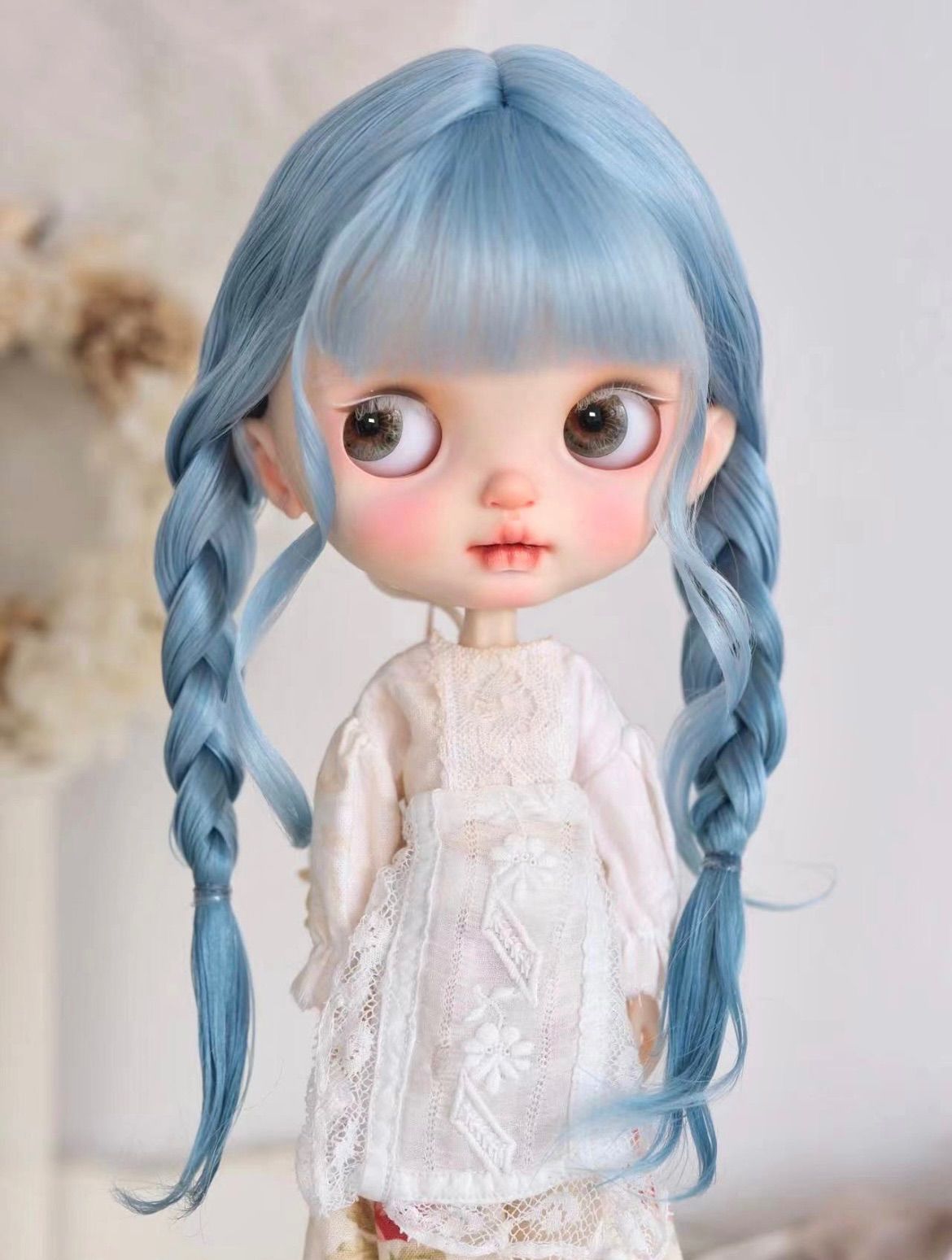 ブライス ウィッグ モヘアウィッグ 海外作家 オーシャンブルー 三つ編み