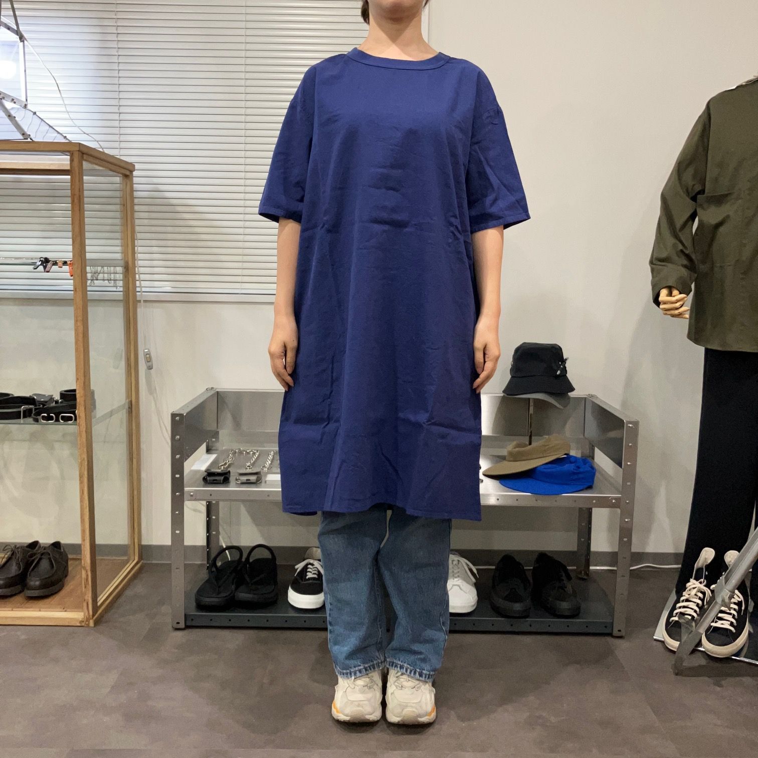 maillot マイヨ linen rich back tuck half sleeve shirt-OP NAVY リネン リッチバックタックハーフスリーブシャツワンピース コットン オックス 新品 - メルカリ