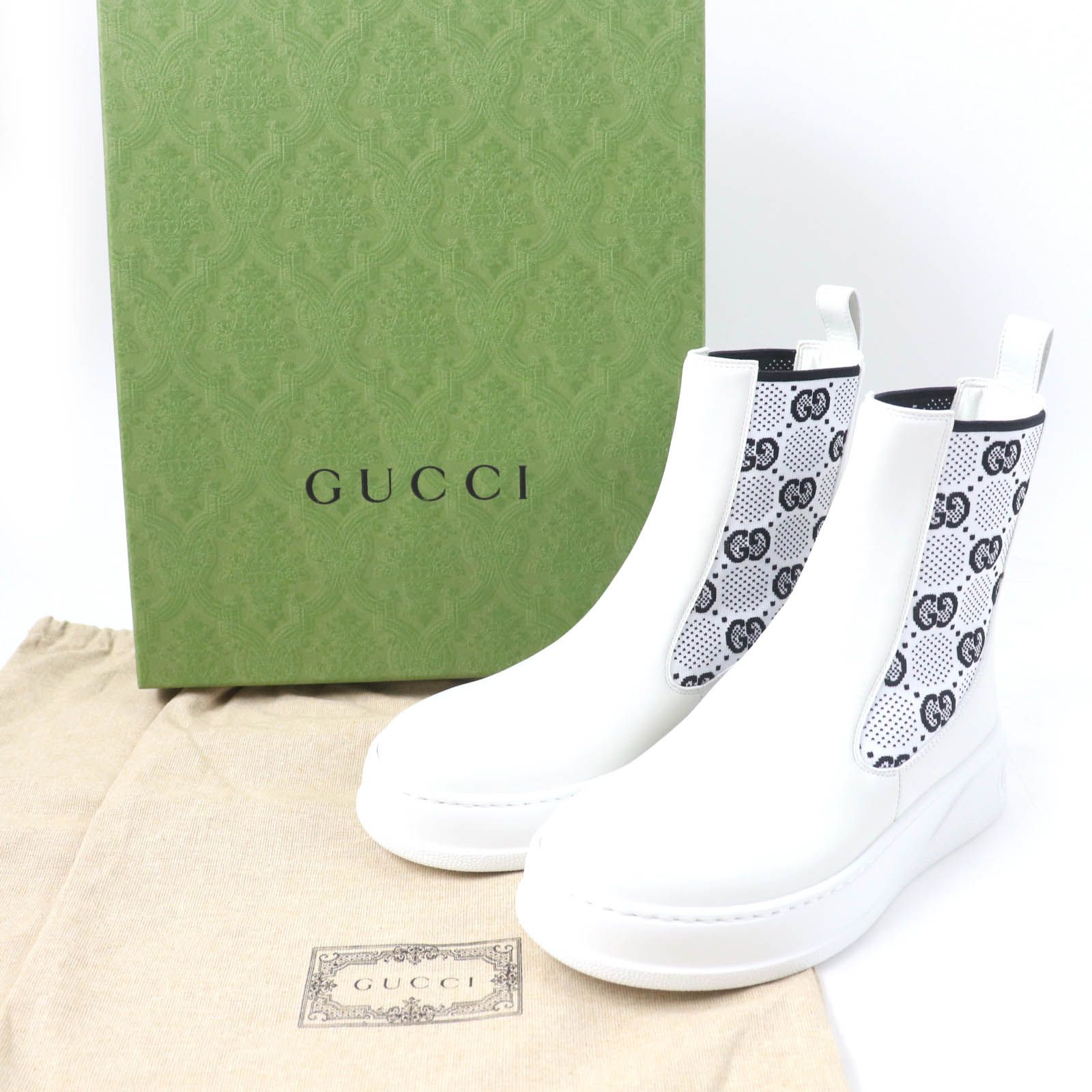 未使用品☆GUCCI グッチ 718718 GGジャージー レザー サイドゴア 未使用品☆GUCCI グッチ 718718 GGジャージー レザー サイドゴア