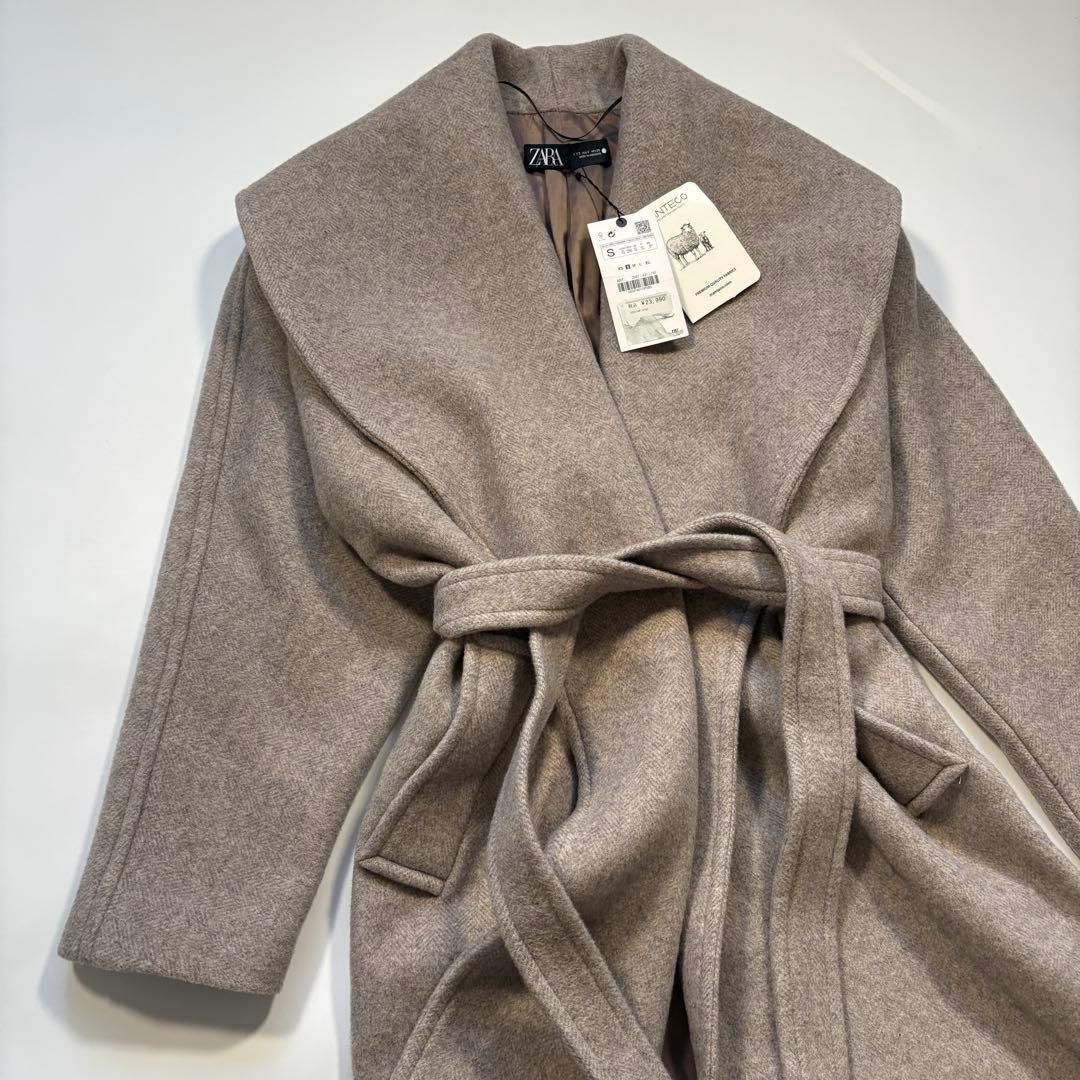 レディース 【タグ付き】ZARA MANTECO ビッグカラー ベルト ロング 