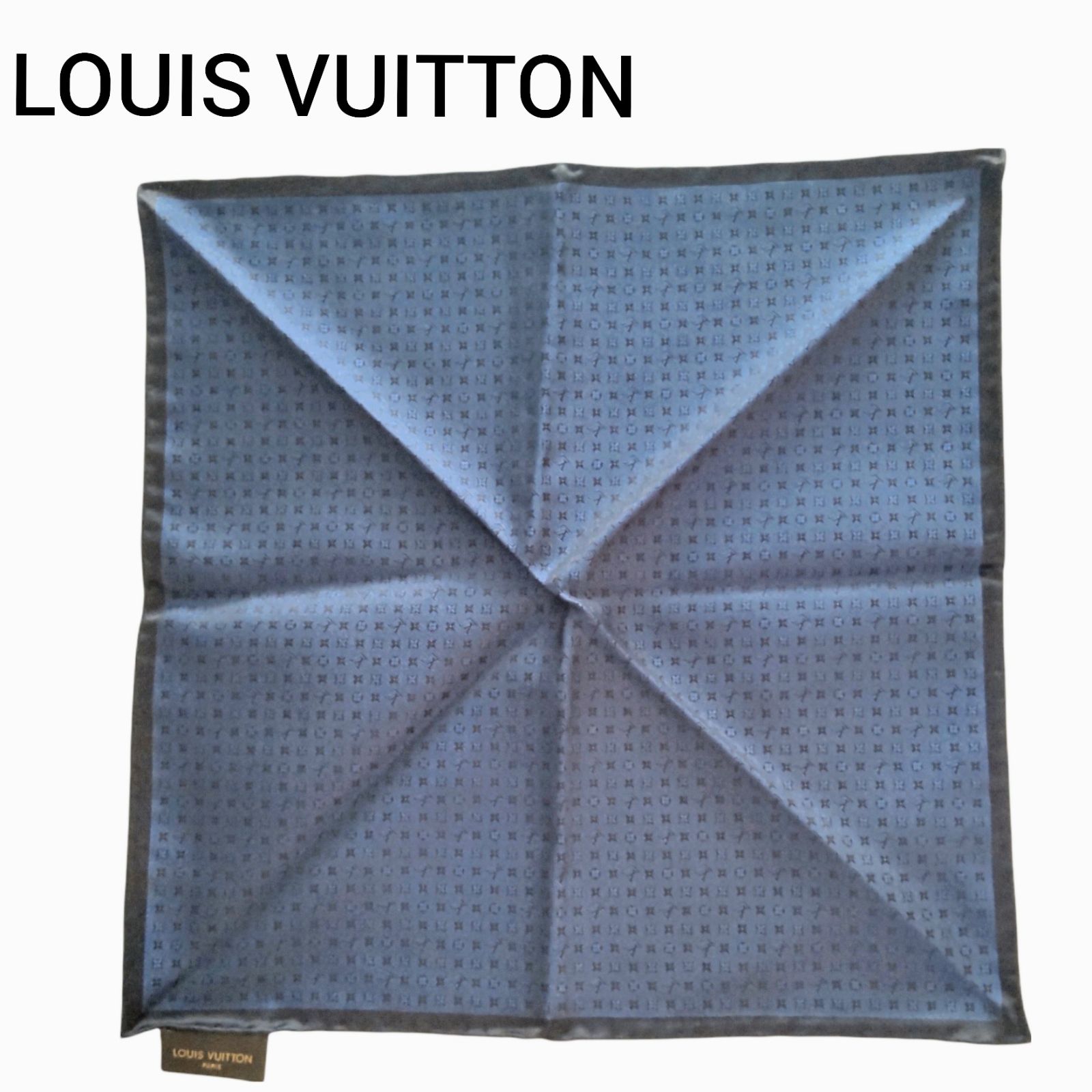 LOUIS VUITTON ポケットチーフ シルク モノグラム ネイビー - メルカリ