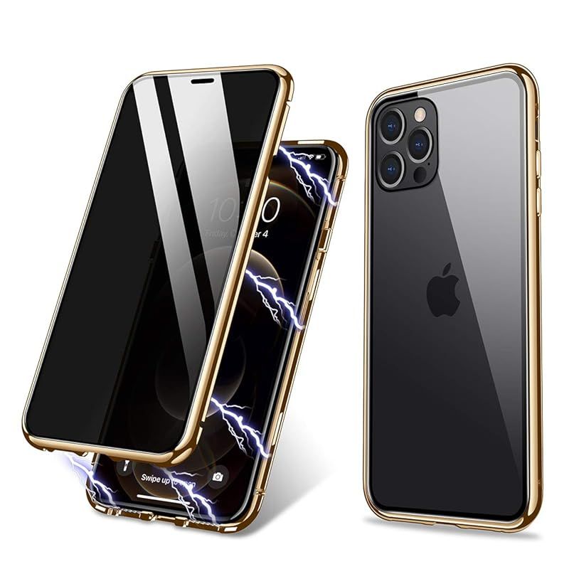 新品　LONYAN iPhone12Mini用ケース 両面ガラスケース【前後ガラス+覗き見防止】液晶画面保護ガラス付き 360度フルカバー マグネット吸着 全面保護 9H硬度 傷つけ防止 iPhone用携帯クリアケース 耐