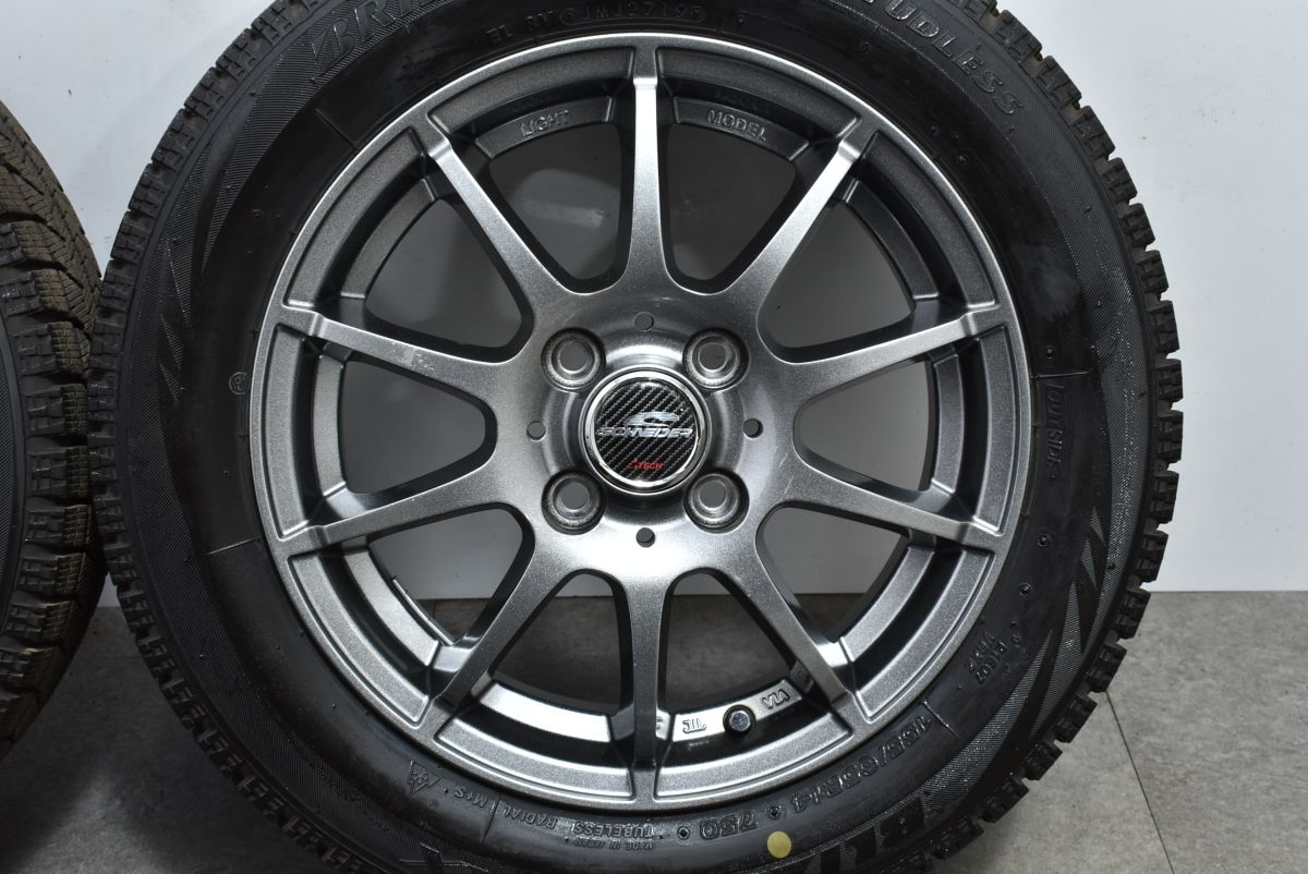 【程度良好品】シュナイダー 14in 4.5J +43 PCD100 ブリヂストン ブリザック VRX 155/65R14 N-BOX N-ONE サクラ ワゴンR タント ムーヴ