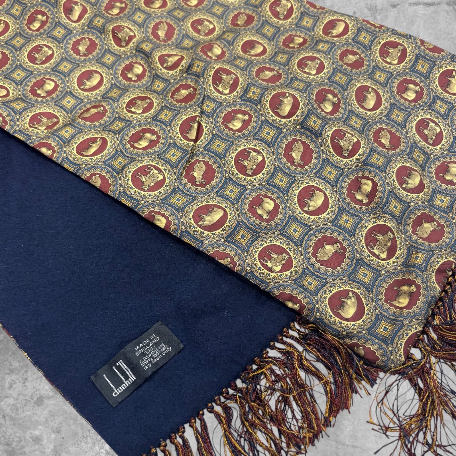 dunhill アニマル総柄 ストール ダンヒル シルク カシミヤ Dunhill