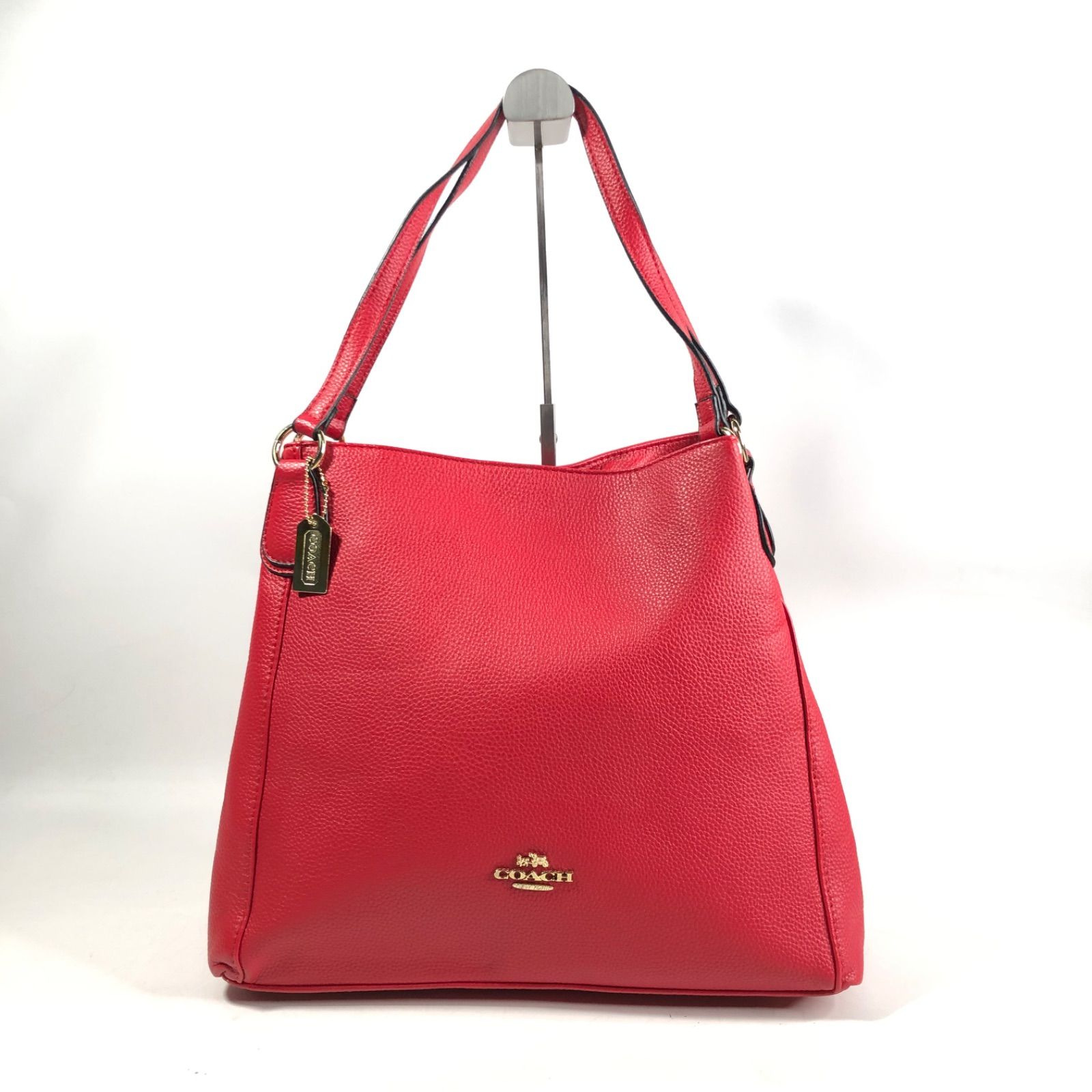 A0416-1-A COACH コーチ レザートートバッグ レッド ゴールド