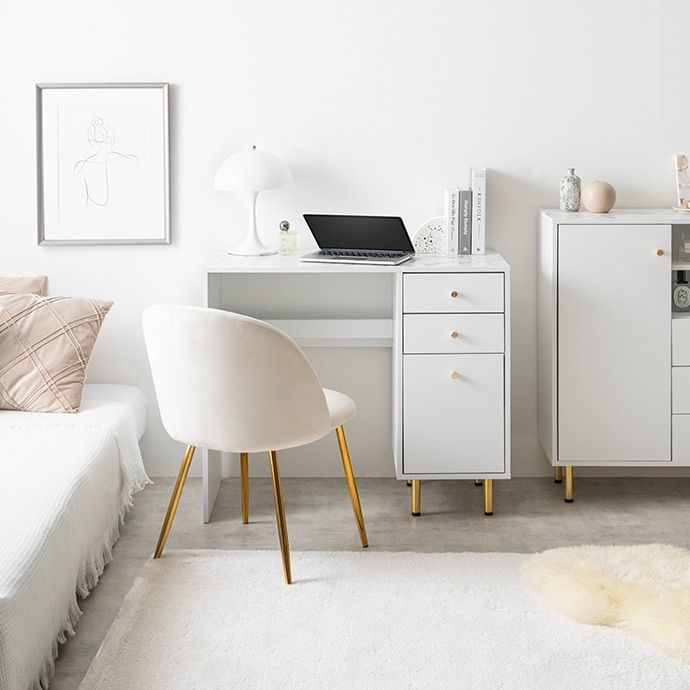 幅90cm】Camilla 引き出し付きデスク アイアン デスク 引き出し