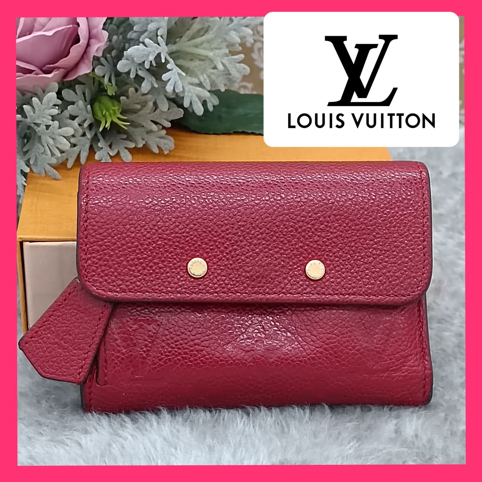 《 LOUISVUITTON 》　ルイヴィトン　モノグラムアンプラント　ポルトフォイユ　ポンヌフ　M62185　スリーズ　コンパクトウォレット　折財布　 レッド系　保存箱付　送料無料・匿名配送・最短即日発送いたします！　137