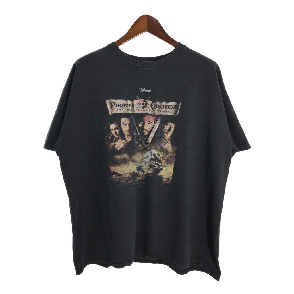 Pirates of the Caribbean パイレーツ オブ カリビアン Ｔシャツ ムービー ブラック メンズ XXL相当 古着 U1638