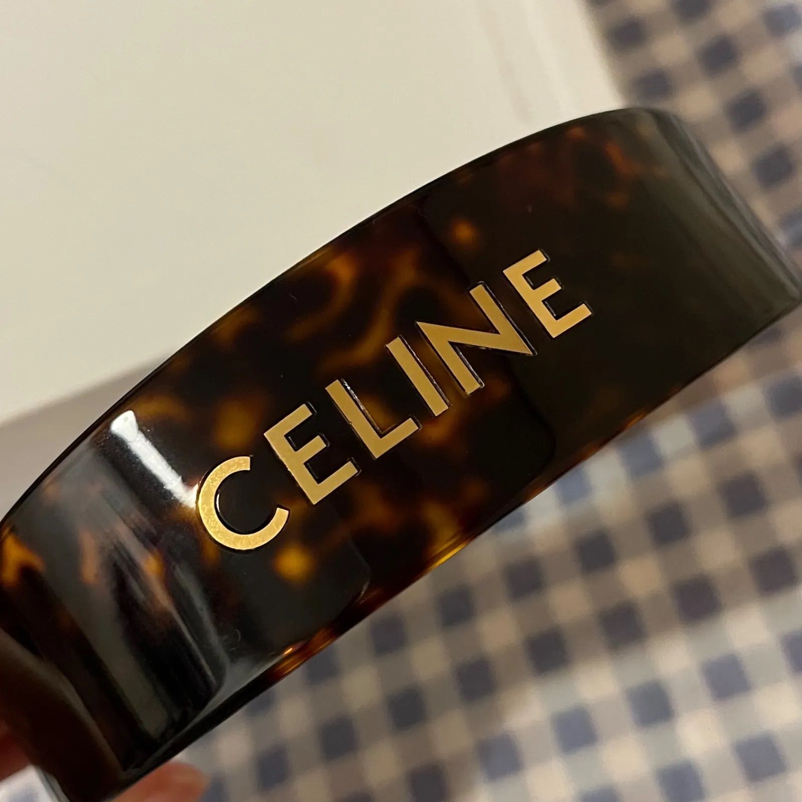 CELINE ヘッドバンド / ブロンドハバナ アセテート＆ゴールド