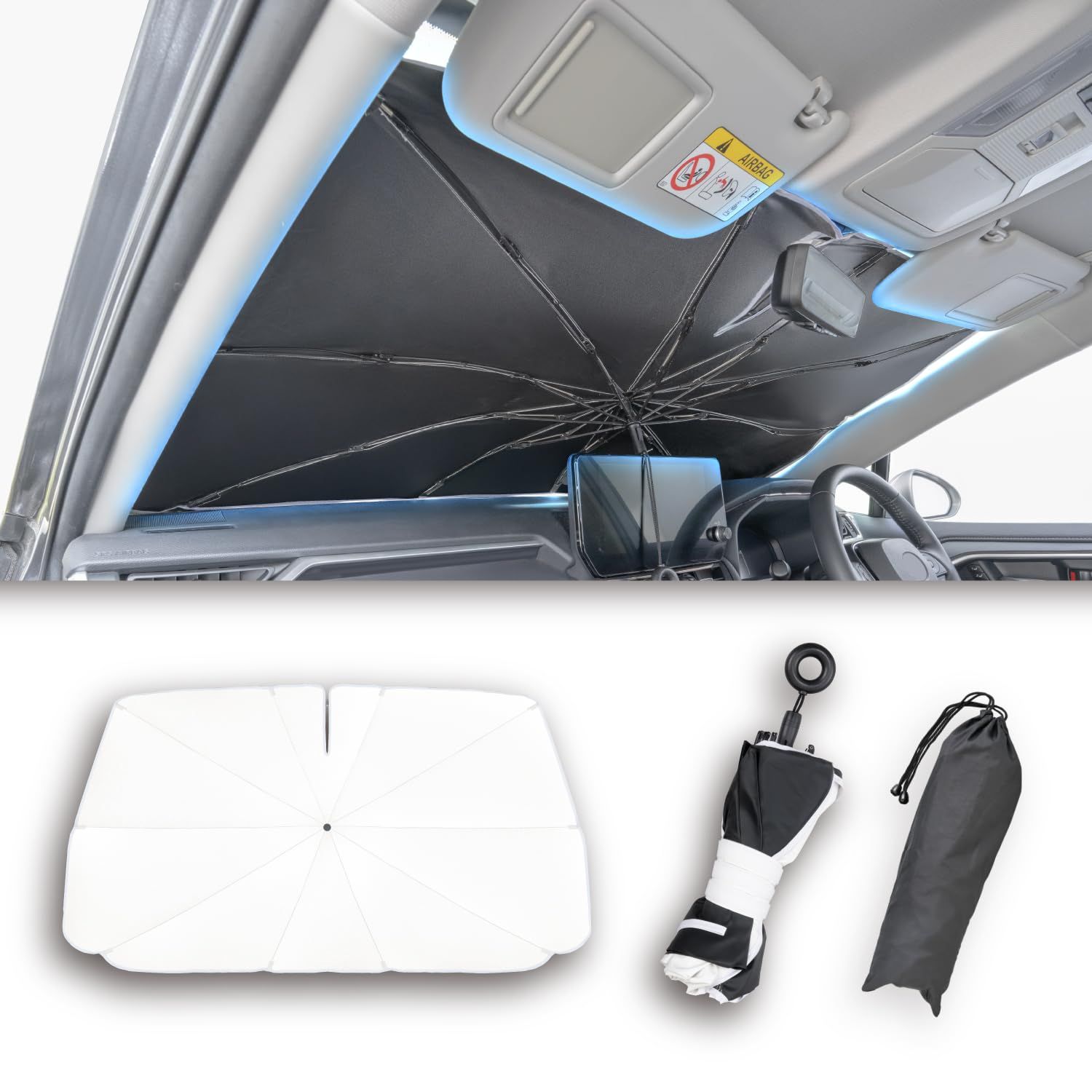 【迅速発送】セイワ(SEIWA) サンシェード 最強 高遮熱 放射冷却素材ラディクール生地使用 車用 フロント ワンタッチサンシェード Lサイズ (フロントガラス適合サイズW1430mm×H820mm) IMP350 傘型 シ