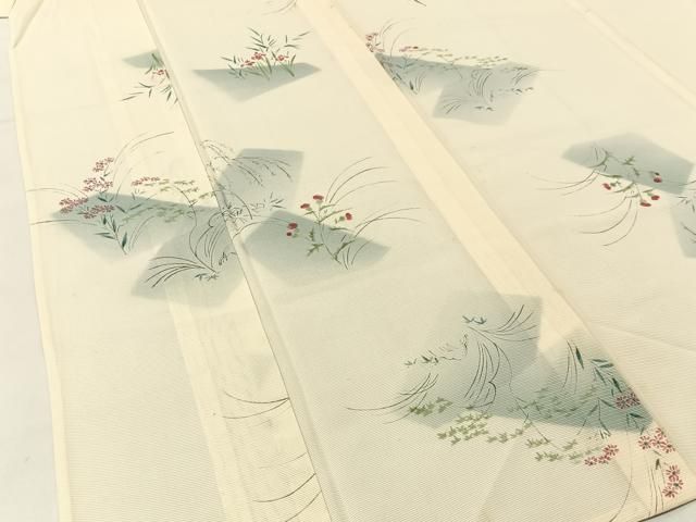夏物◆夏着物◆美品◆ジョーゼットの可愛い小紋◆裄63肩丈156.5 平和屋着物＊夏物 小紋 絽 手描き 秋草文 正絹 逸品 未使用