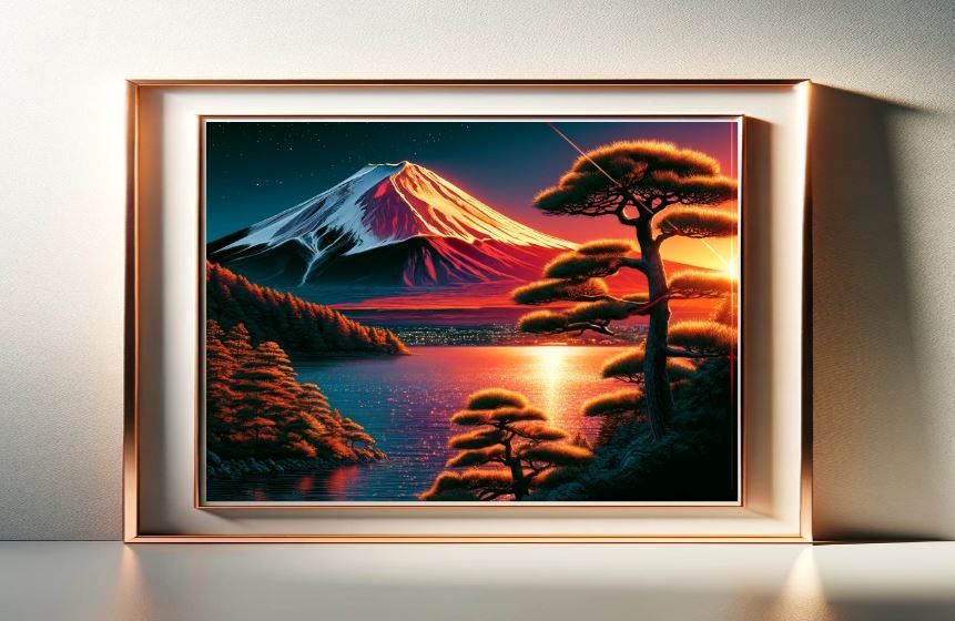 開運・風水・仕事運・出世運・ヒーリング・絵画風】✨夕暮れの富士山