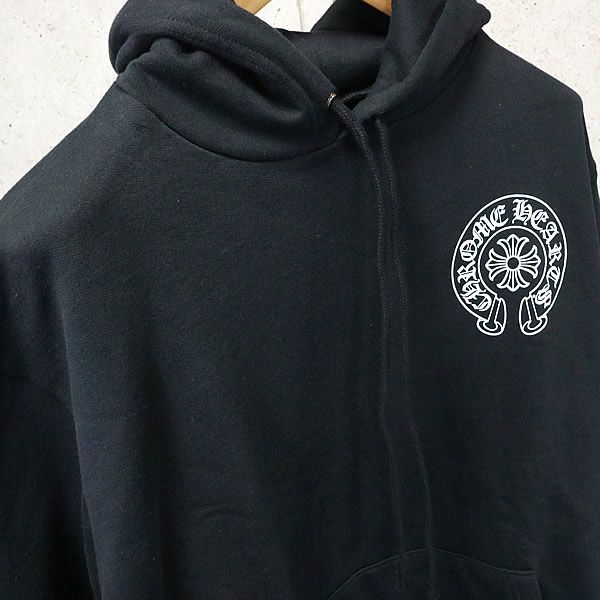 銀座店 クロムハーツ 新品 ホースシュー TOKYO ロゴ プルオーバー パーカー 長袖 裏起毛 メンズ size:L 黒 93391